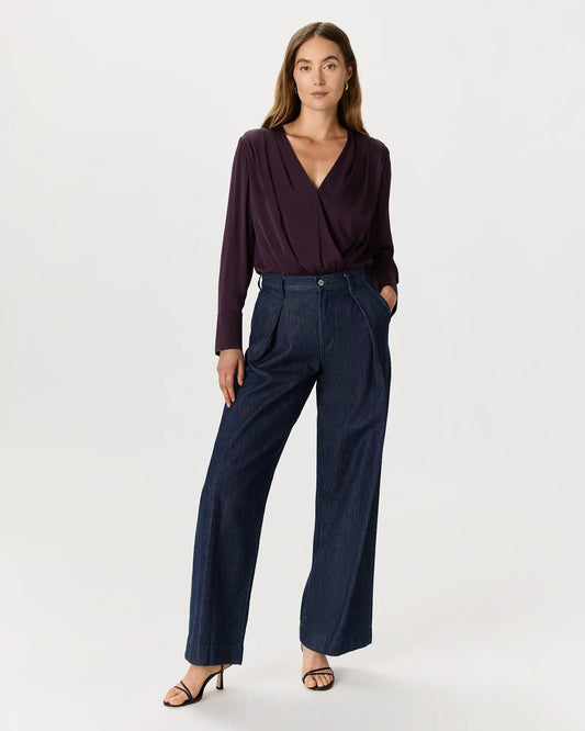 Washable Stretch Silk Surplice Bodysuit - US 5971