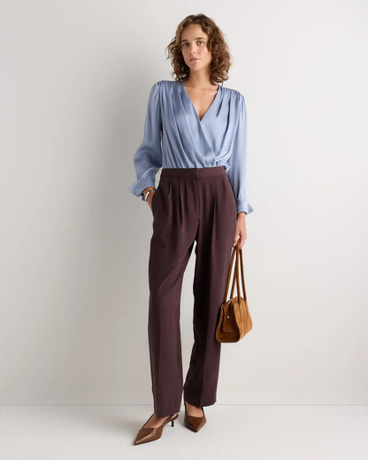 Washable Stretch Silk Surplice Bodysuit - US 7346