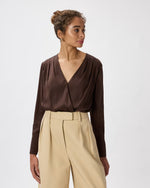 Washable Stretch Silk Surplice Bodysuit - US 2914