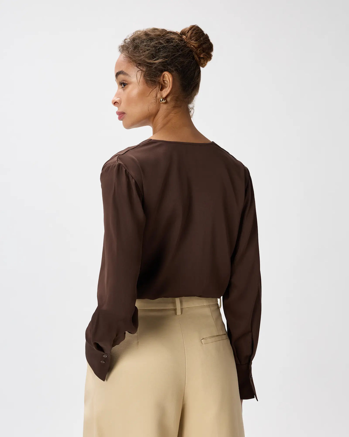 Washable Stretch Silk Surplice Bodysuit - US 2914