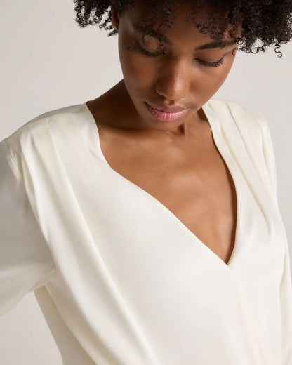 Washable Stretch Silk Surplice Bodysuit - US 5459