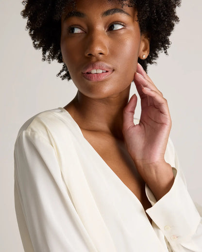 Washable Stretch Silk Surplice Bodysuit - US 5459