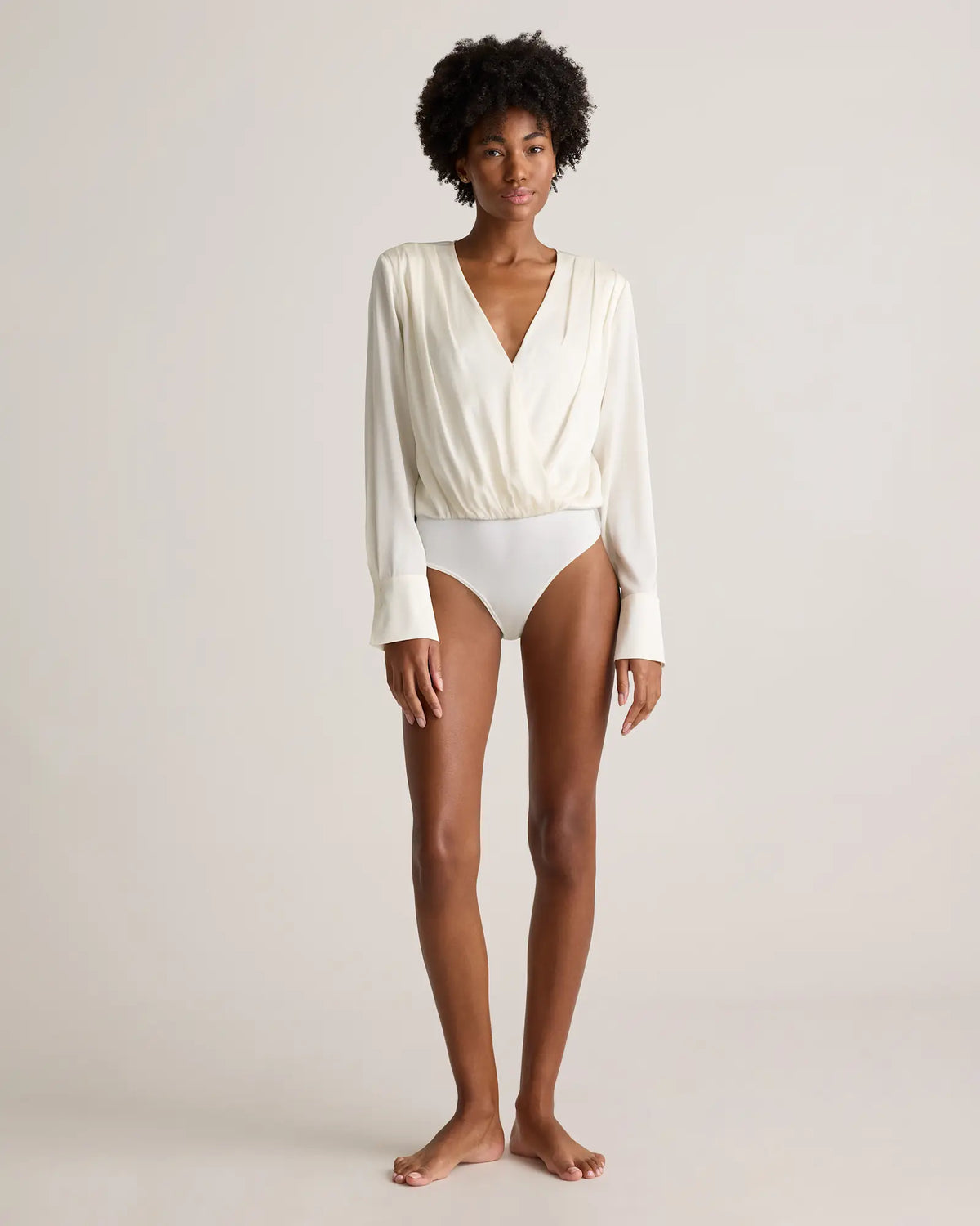 Washable Stretch Silk Surplice Bodysuit - US 5459