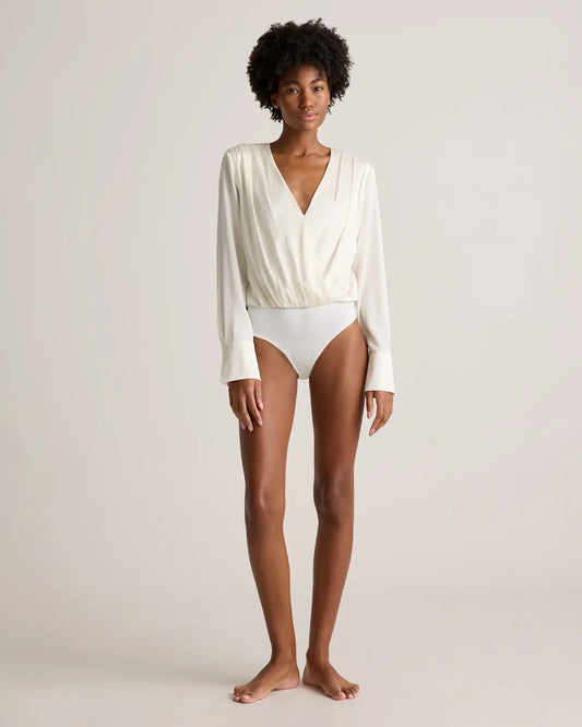 Washable Stretch Silk Surplice Bodysuit - US 5459