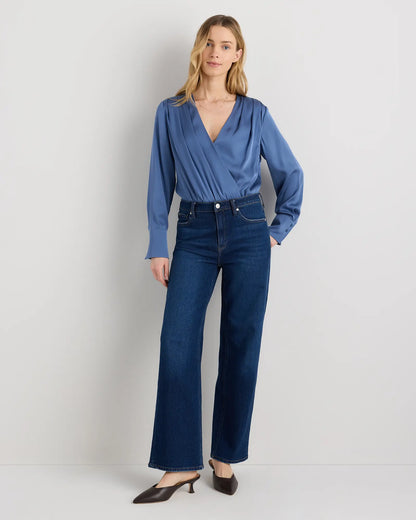 Washable Stretch Silk Surplice Bodysuit - US 9840