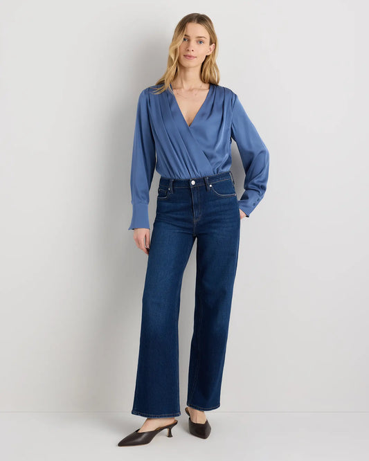 Washable Stretch Silk Surplice Bodysuit - US 9840