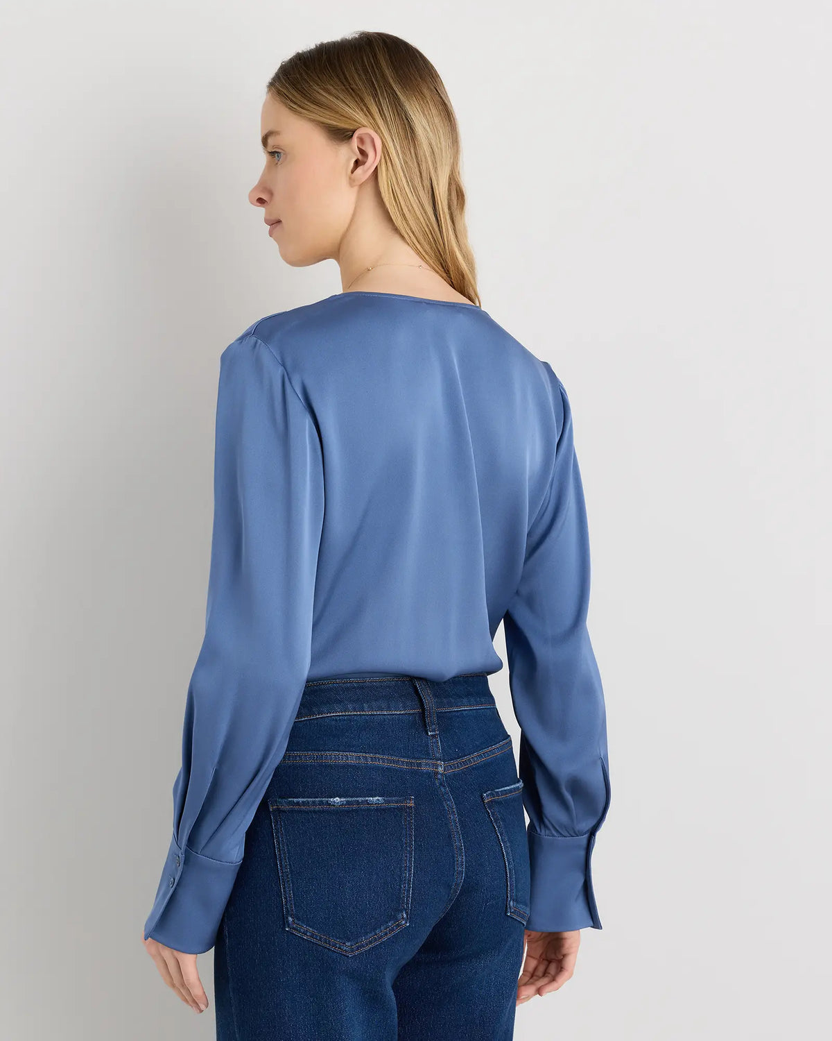 Washable Stretch Silk Surplice Bodysuit - US 9840