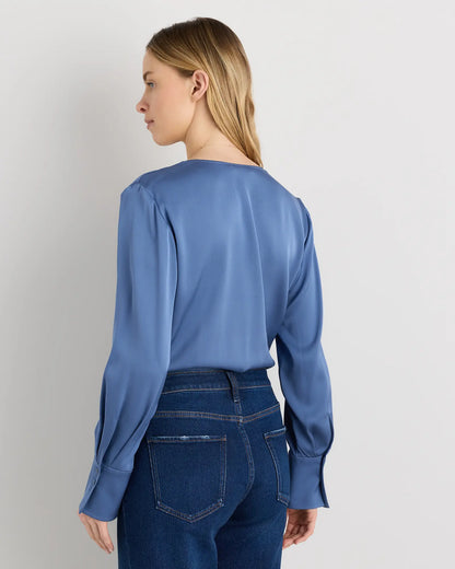 Washable Stretch Silk Surplice Bodysuit - US 9840
