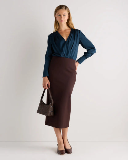 Washable Stretch Silk Surplice Bodysuit - US 7773