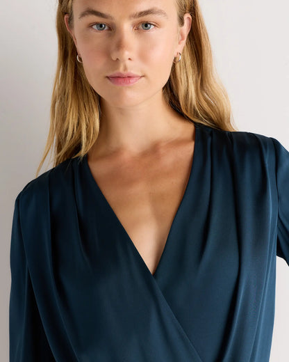 Washable Stretch Silk Surplice Bodysuit - US 7773