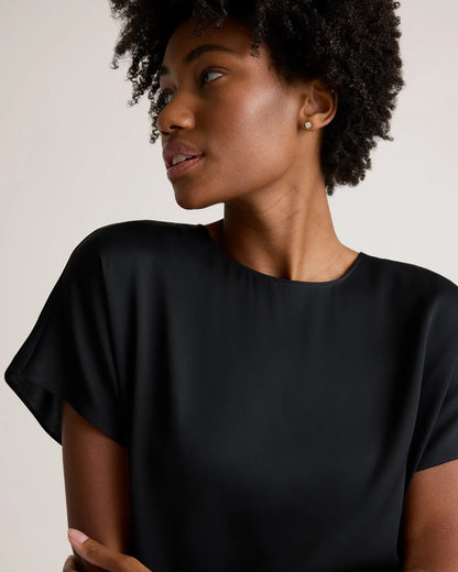 Washable Stretch Silk Split Hem Tee - US 5410