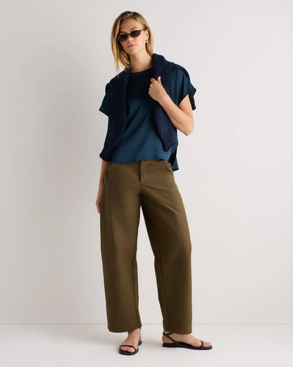 Washable Stretch Silk Split Hem Tee - US 8369