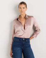 100% Washable Silk Three-Quarter Sleeve Shirt - US 3806
