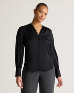 Washable Stretch Silk Peasant Blouse - US 9783