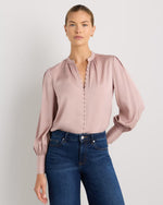 Washable Stretch Silk Peasant Blouse - US 1605
