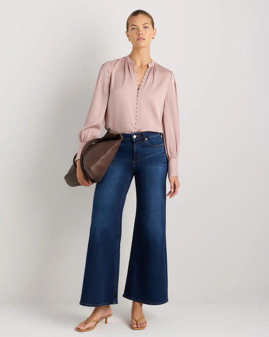 Washable Stretch Silk Peasant Blouse - US 1605