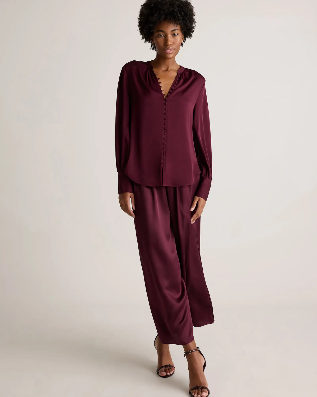 Washable Stretch Silk Peasant Blouse - US 9407