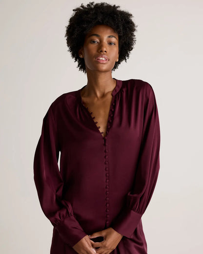 Washable Stretch Silk Peasant Blouse - US 9407