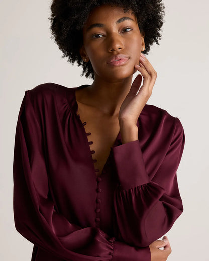 Washable Stretch Silk Peasant Blouse - US 9407
