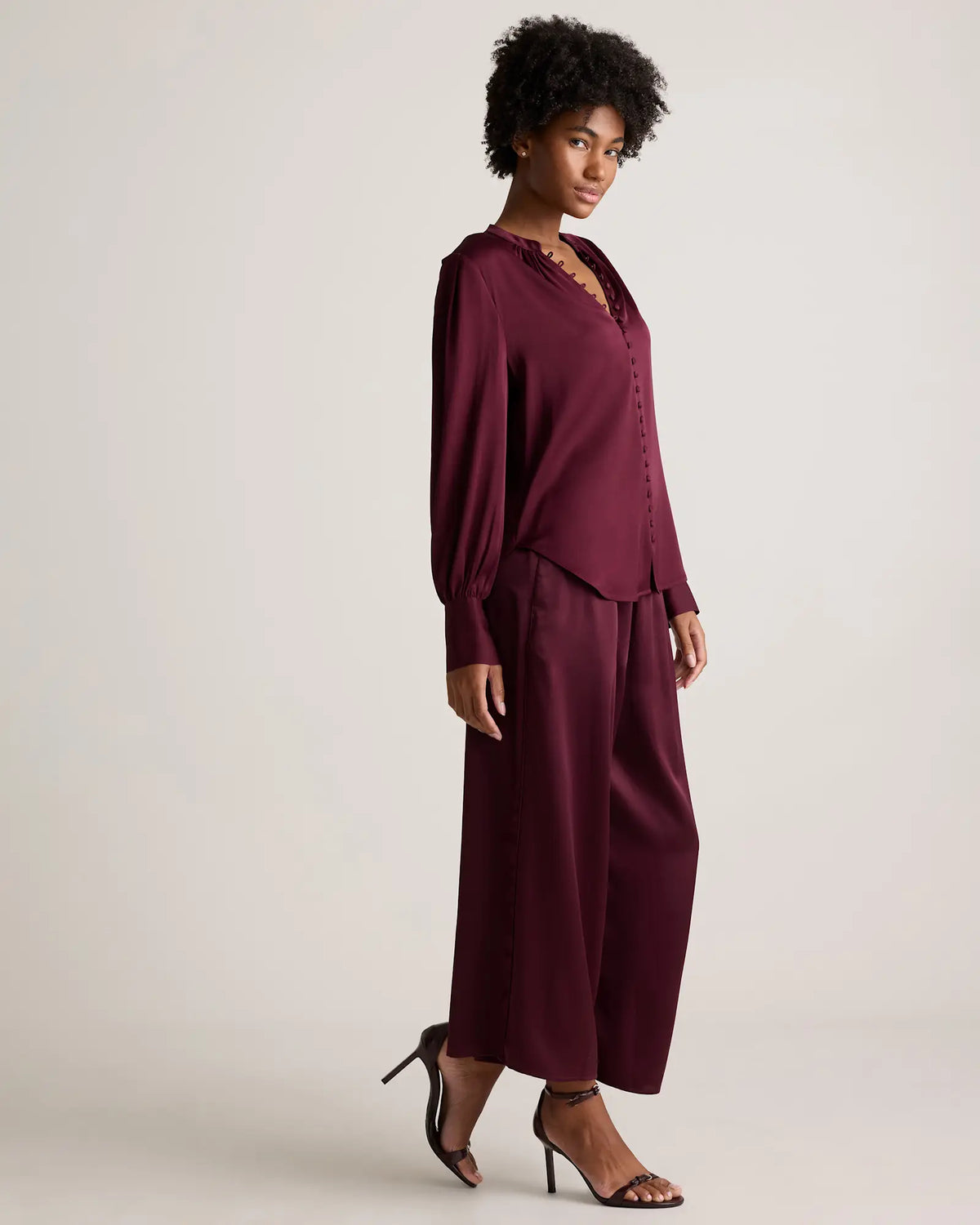Washable Stretch Silk Peasant Blouse - US 9407
