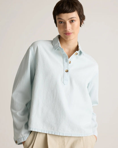 Distressed Denim Popover Shirt - US 0732