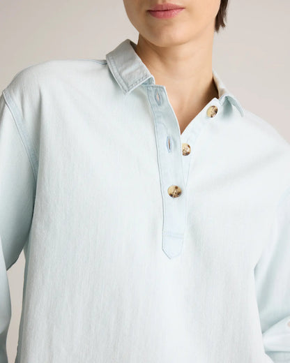 Distressed Denim Popover Shirt - US 0732