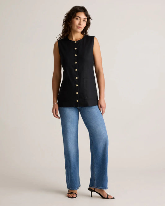 100% European Linen Longline Vest - US 8257