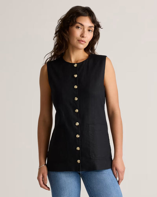 100% European Linen Longline Vest - US 8257