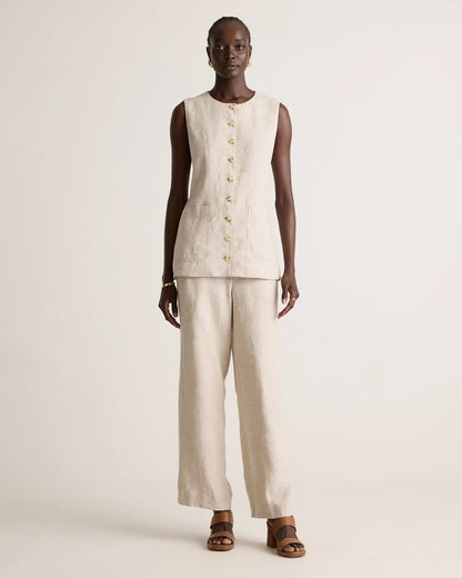 100% European Linen Longline Vest - US 3936