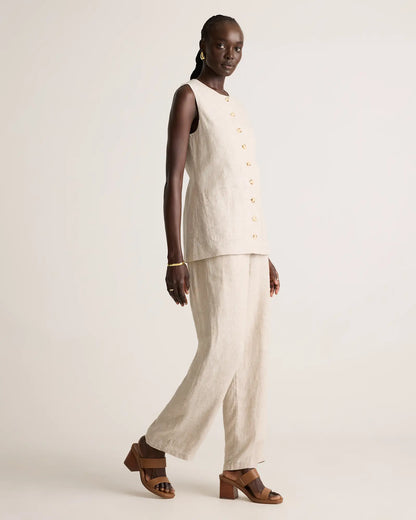 100% European Linen Longline Vest - US 3936