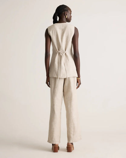 100% European Linen Longline Vest - US 3936
