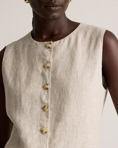 100% European Linen Longline Vest - US 3936