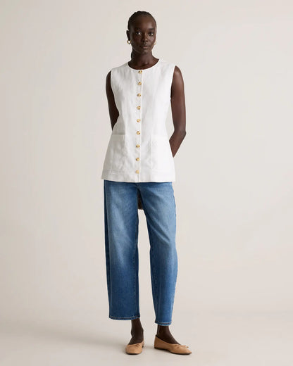 100% European Linen Longline Vest - US 1417