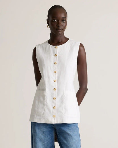 100% European Linen Longline Vest - US 1417