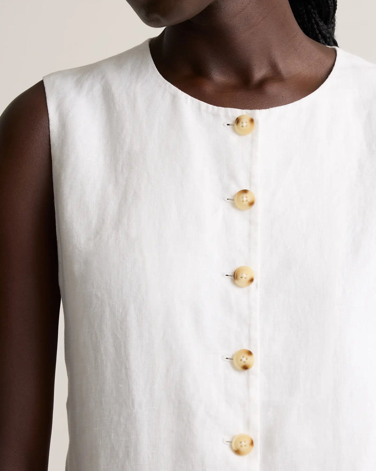 100% European Linen Longline Vest - US 1417