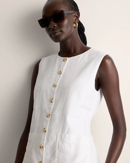 100% European Linen Longline Vest - US 1417