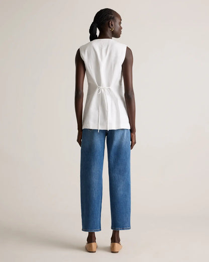 100% European Linen Longline Vest - US 1417