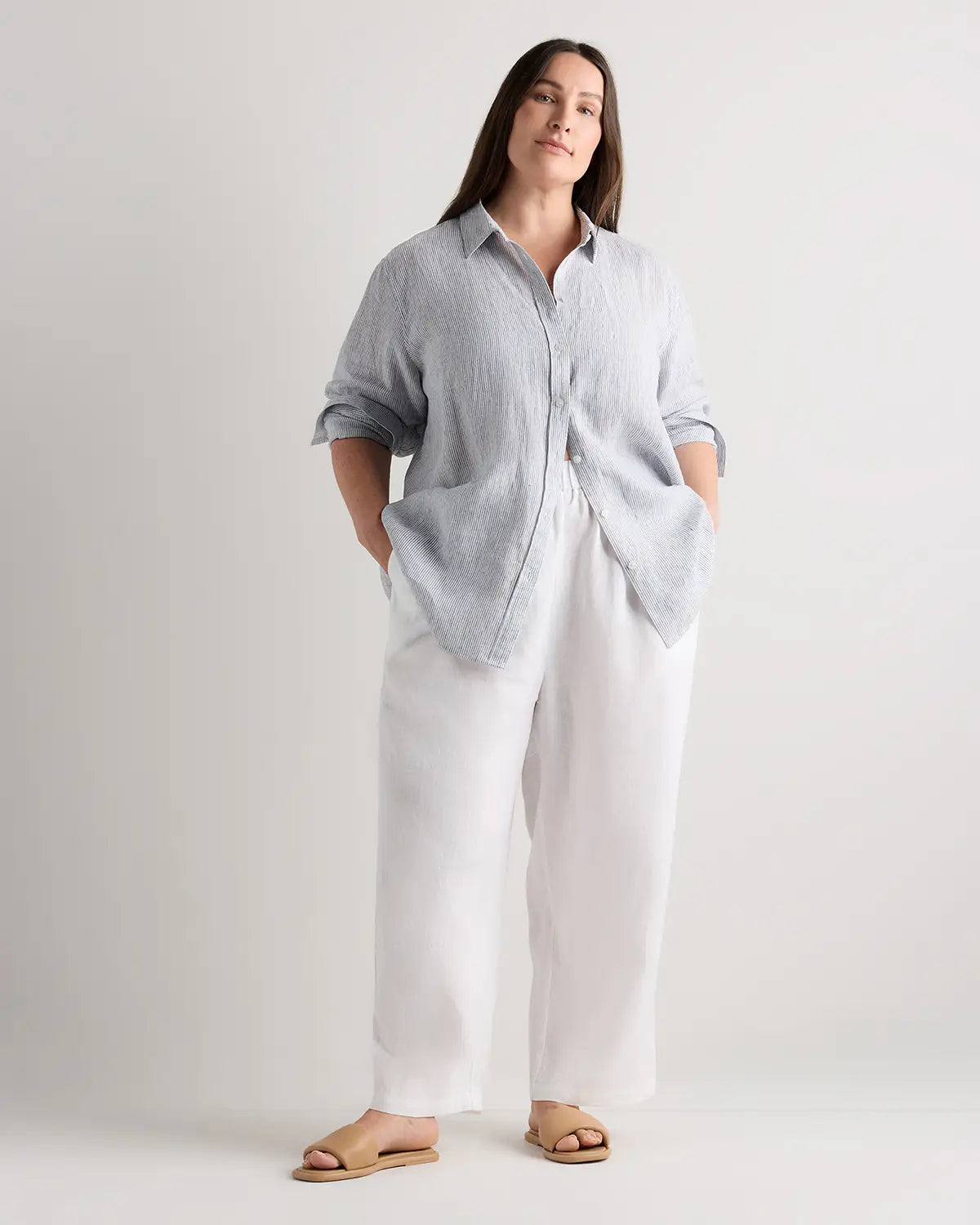 100% European Linen Long Sleeve Shirt - US 7006