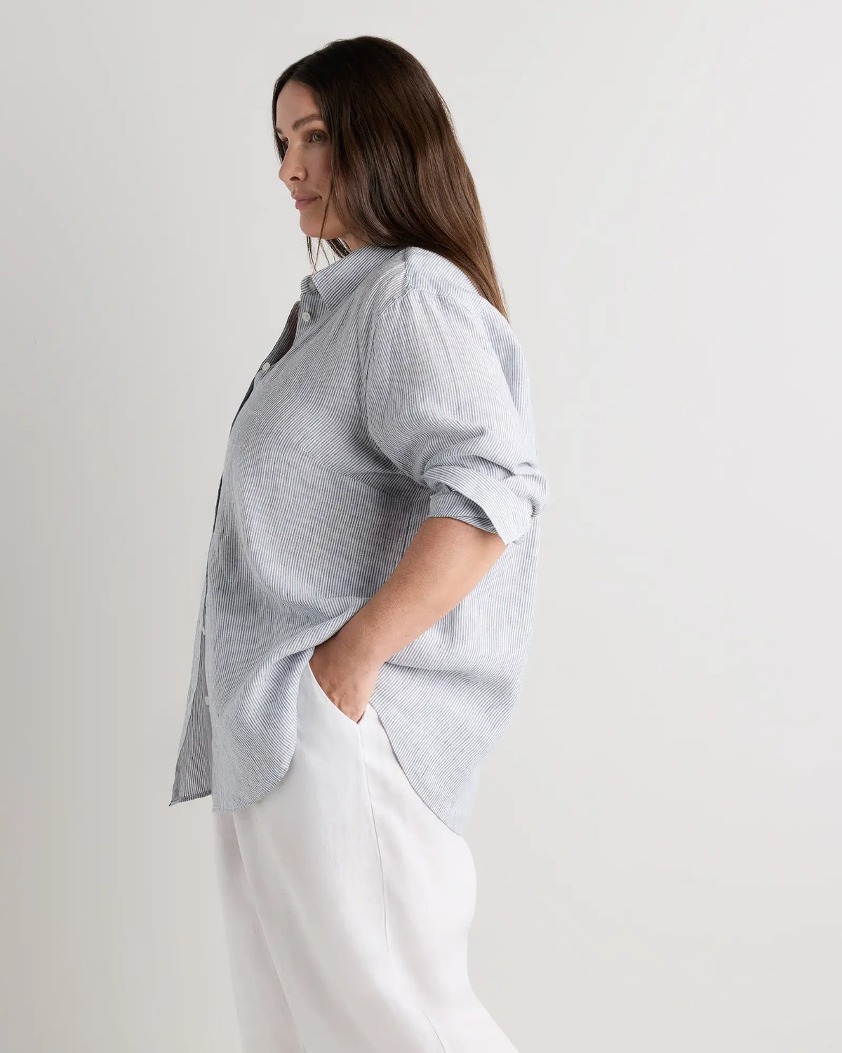 100% European Linen Long Sleeve Shirt - US 7006