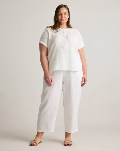 100% Organic Cotton Gauze Roll Sleeve Shirt - US 2339