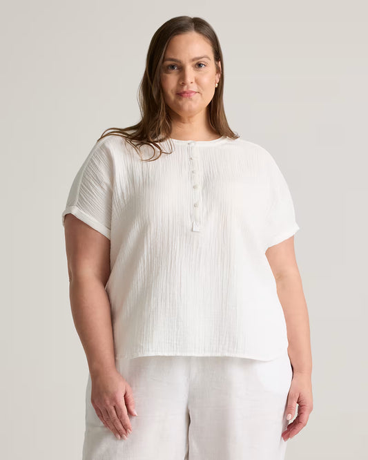 100% Organic Cotton Gauze Roll Sleeve Shirt - US 2339