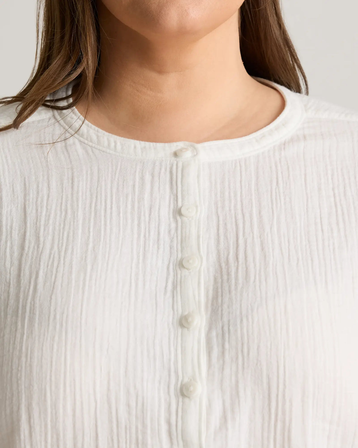 100% Organic Cotton Gauze Roll Sleeve Shirt - US 2339