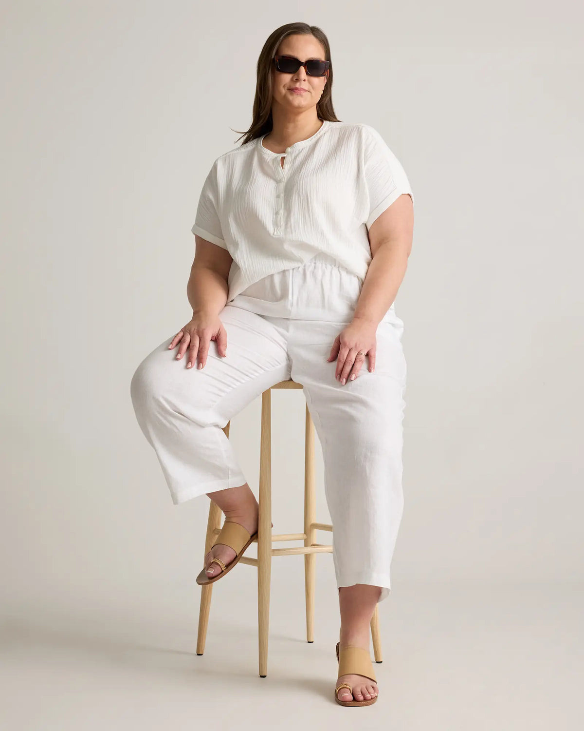 100% Organic Cotton Gauze Roll Sleeve Shirt - US 2339