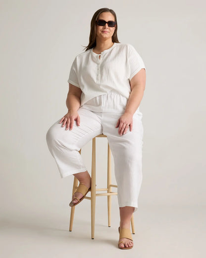 100% Organic Cotton Gauze Roll Sleeve Shirt - US 2339