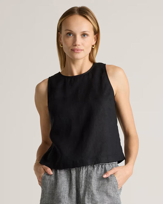 100% European Linen Cropped Tank - US 6834