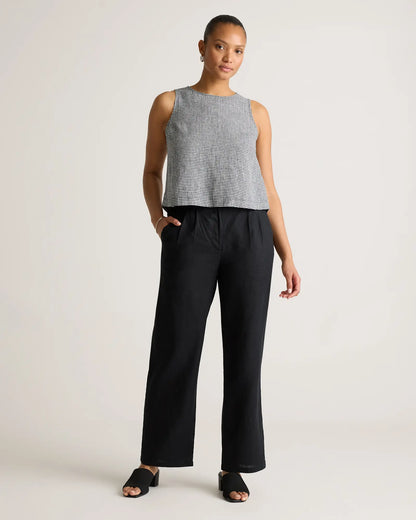 100% European Linen Cropped Tank - US 0348