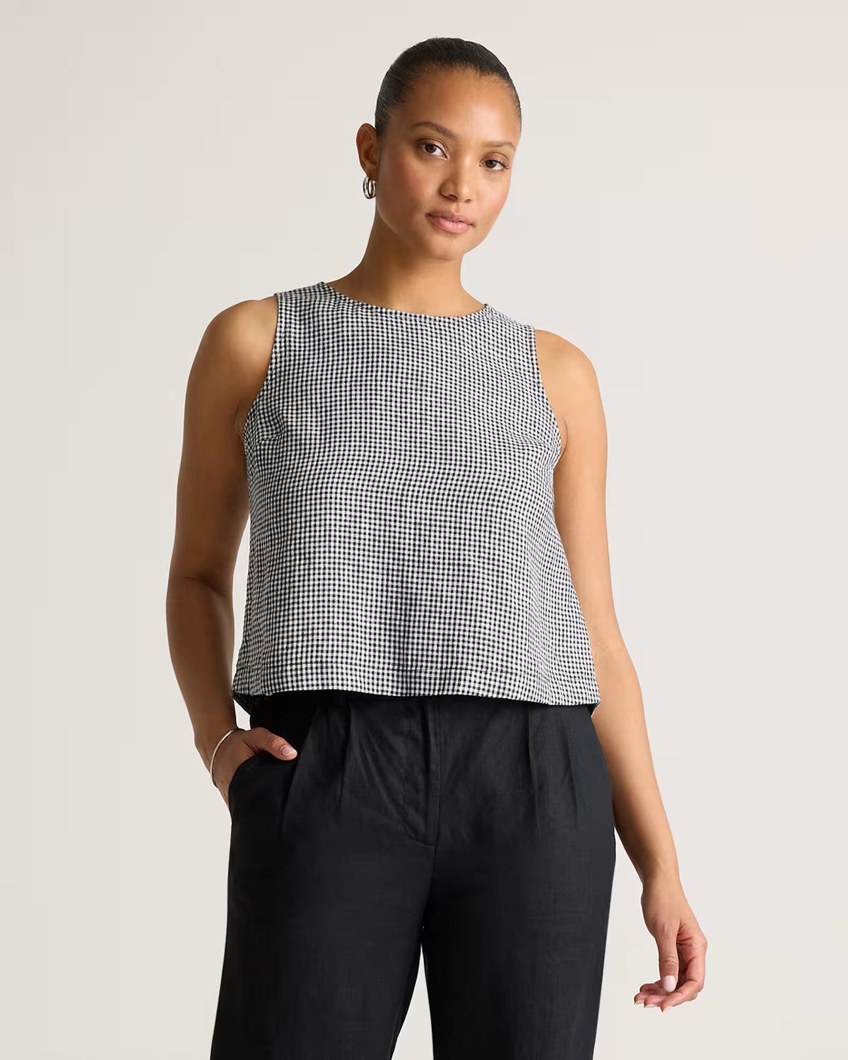 100% European Linen Cropped Tank - US 0348