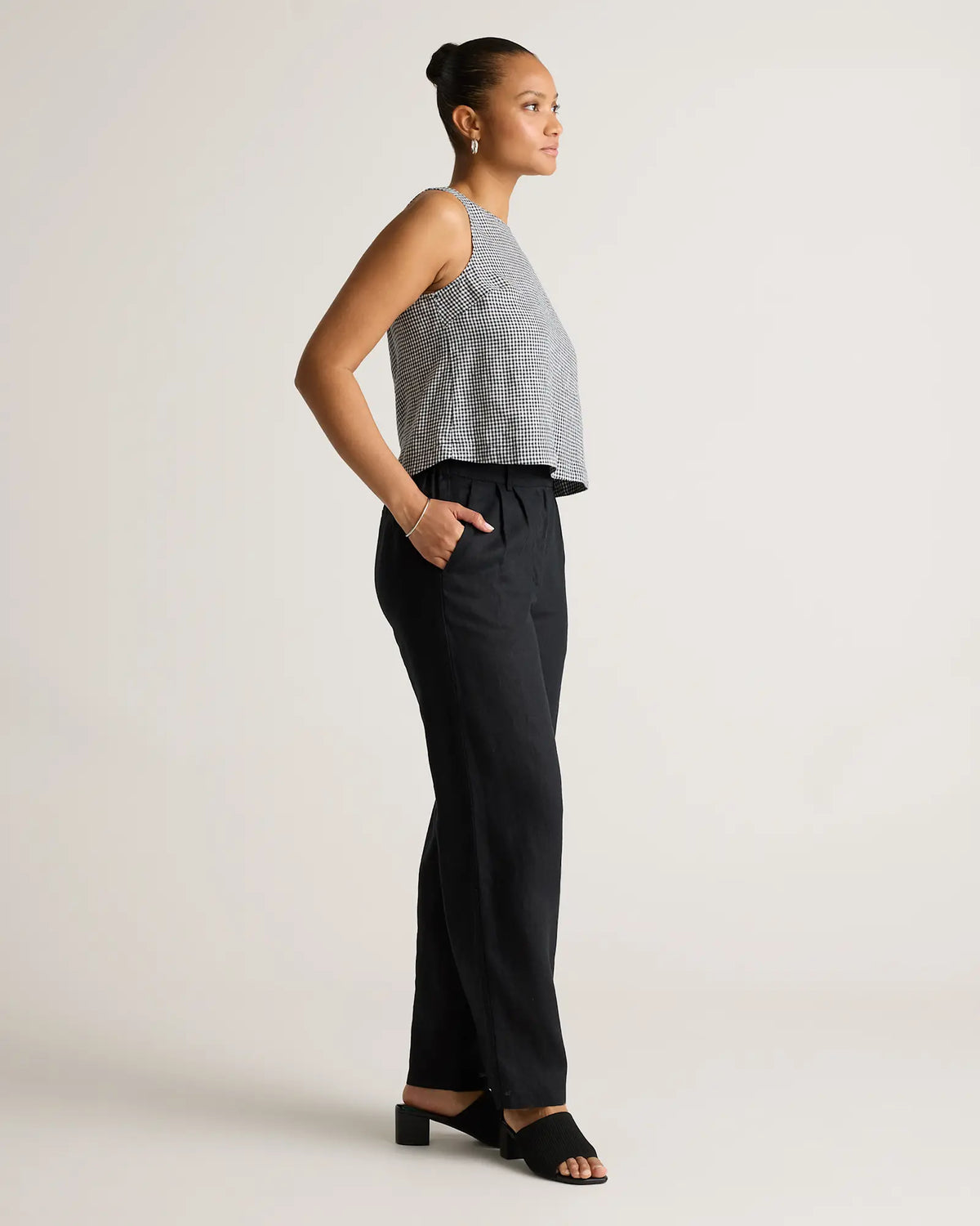 100% European Linen Cropped Tank - US 0348