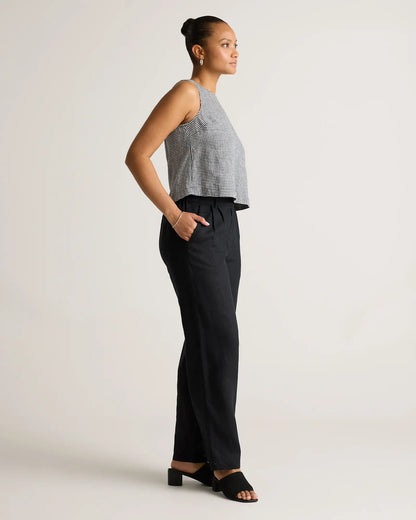 100% European Linen Cropped Tank - US 0348