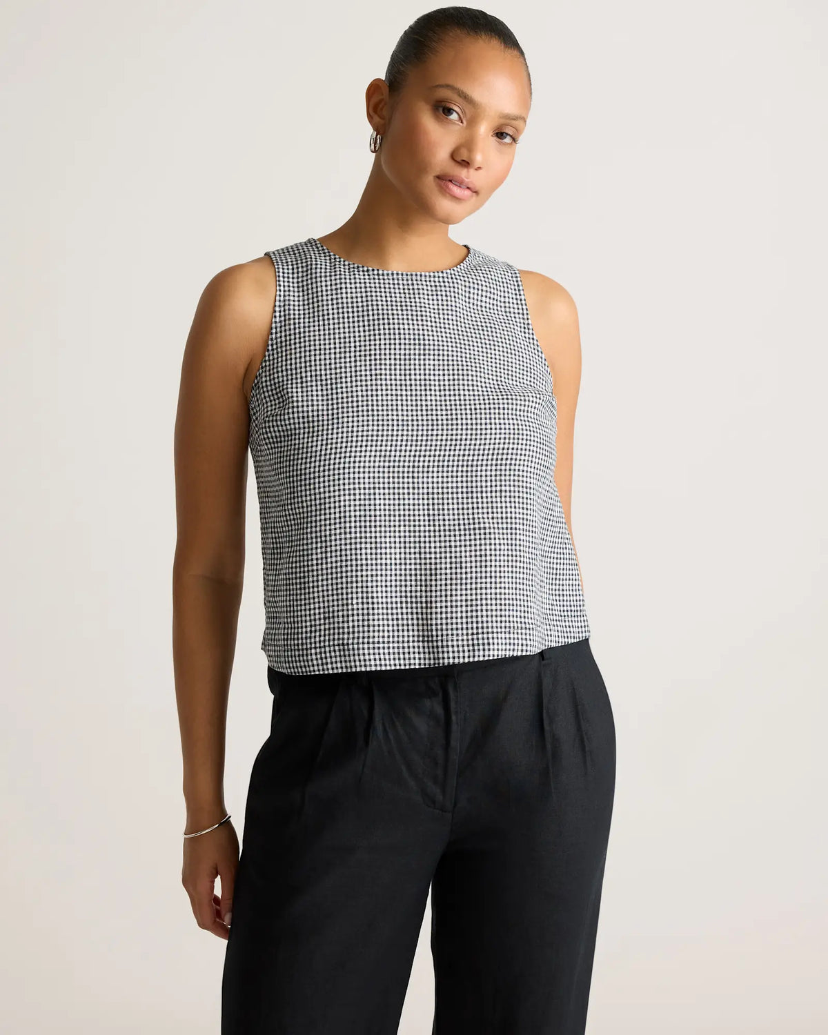 100% European Linen Cropped Tank - US 0348
